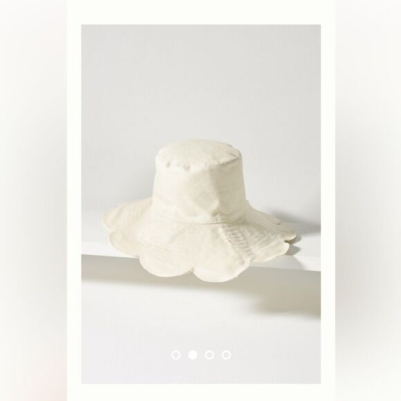 Flower Canvas Bucket Hat By Anthropologie in Ivory main image 6